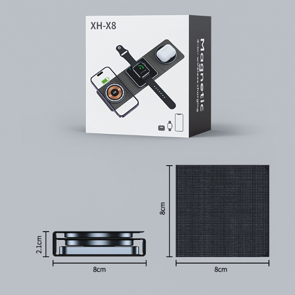 3 in 1 magnetische, faltbare und kabellose Ladestation